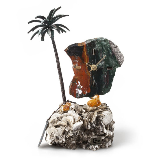 Часы «Пальмовый рай» из яшмы с бронзой, артикул gf-Z0145