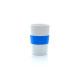 Стакан NELO, белый с синим, 350мл, 11,2х8см, тонкая керамика, силикон