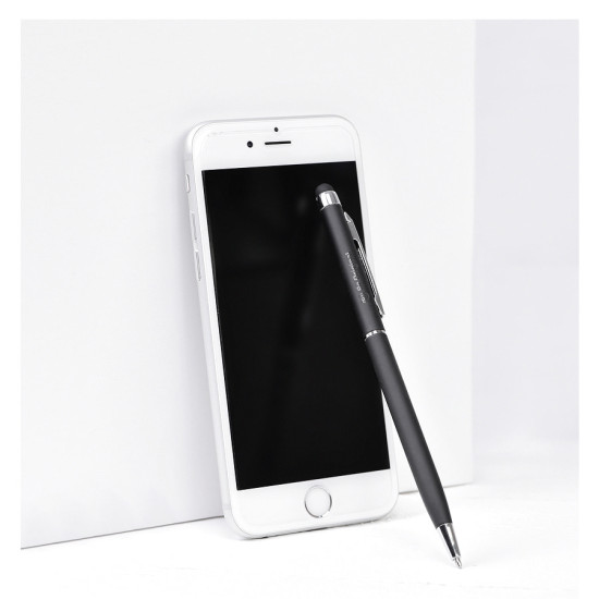 TOUCHWRITER SOFT, ручка шариковая со стилусом для сенсорных экранов, серый/хром, металл/soft-touch