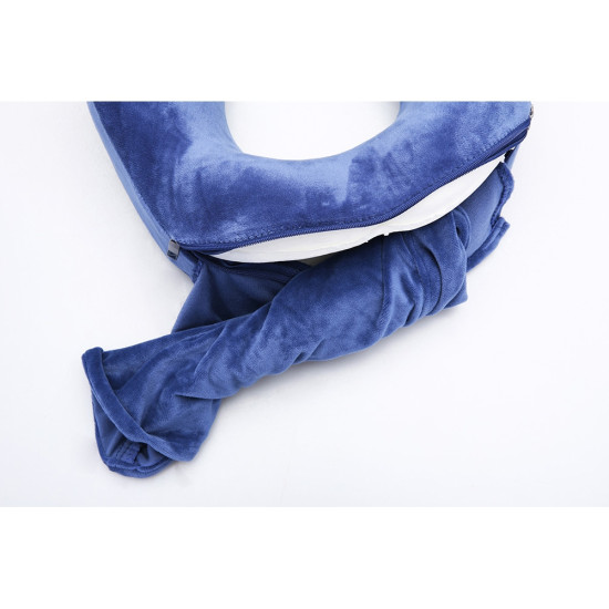 Подушка для путешествий с эффектом памяти, с капюшоном Hooded Tranquility Pillow, синий