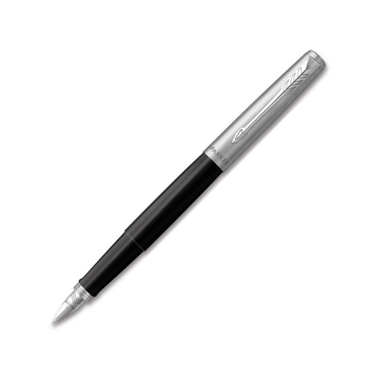 Перьевая ручка Parker Jotter Black CT, перо:F, цвет чернил: blue, в подарочной упаковке.