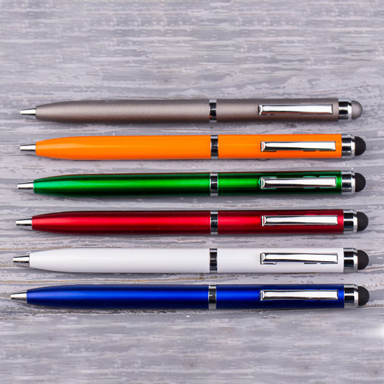 CLICKER TOUCH, ручка шариковая со стилусом для сенсорных экранов, белый/хром, металл