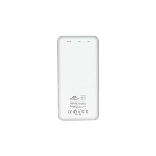RIVACASE VA2571 (20000 мАч) QC/PD внешний аккумулятор, белый 12/24